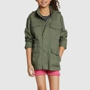 NWT EDDIE BAUER UTILITY JACKET LIGHTWEIGHT SPRING FALL GREEN YOUTH SIZE 7 / 8
